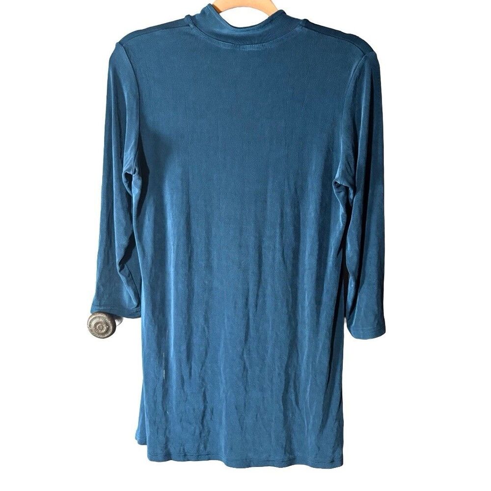 Norm Thompson Teal Tunic Top Silky Stretch Knit Size Large - Picture 3 of 6